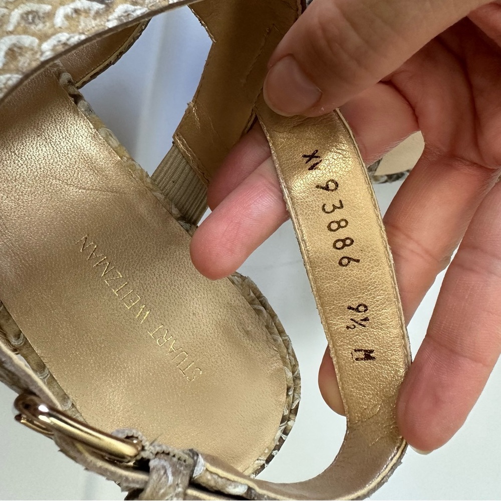 Stuart Weitzman Barrio Snakeskin Sandal Heels - Picture 4 of 9